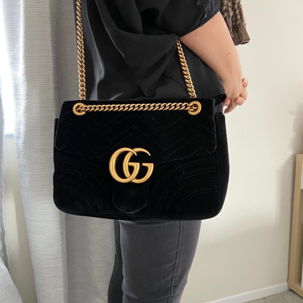 Gucci Velvet Mermont Shoulder Bag